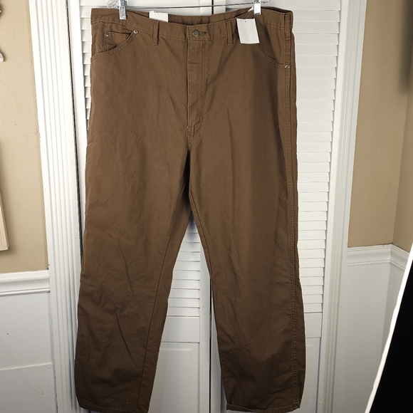 NWT Dickies Mens Brown Relaxed Fit Dungaree Jeans 44x30‎ - Picture 1 of 4